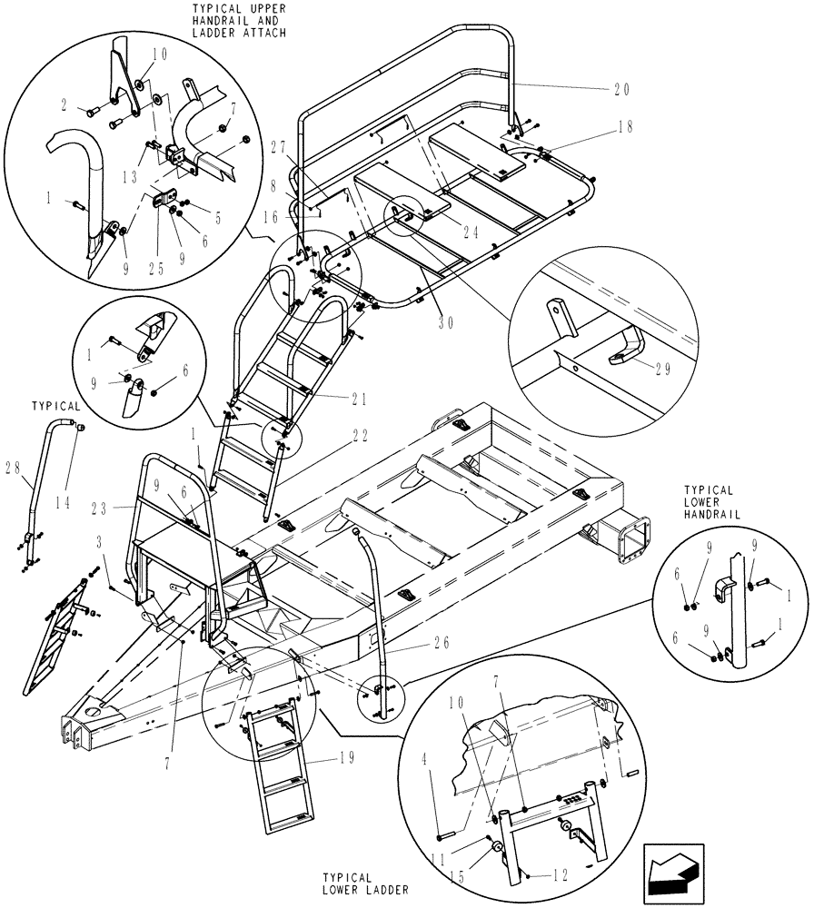 Схема запчастей Case IH 3430 - (39.100.04[01]) - PLATFORMS AND EXTERNAL LADDERS (3 TANK) (39) - FRAMES AND BALLASTING