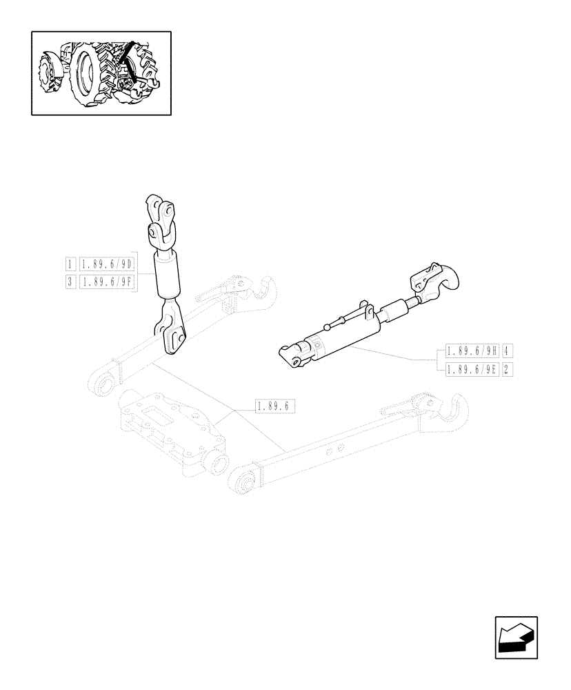 Схема запчастей Case IH MXM175 - (1.89.6/09[02]) - (VAR.900) HYDRAULIC ADJUSTMENT OF RIGHT TIE-ROD FOR CLOSED CCLS CENTRE - TIE-ROD AND CYLINDER (09) - IMPLEMENT LIFT