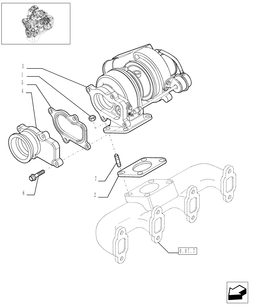 Схема запчастей Case IH F4BE0484C D601 - (0.24.0[01]) - TURBOCHARGER 