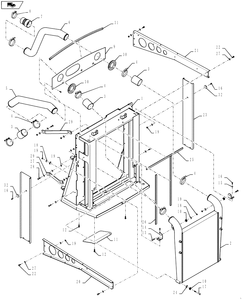 Схема запчастей Case IH 3230 - (10.310.01) - PACKAGE, CHARGE AIR COOLER (10) - ENGINE