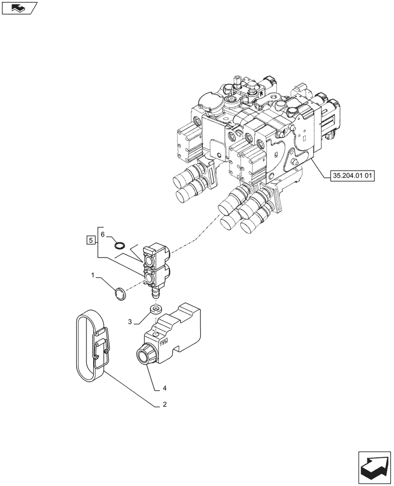 Схема запчастей Case IH PUMA 230 - (35.204.01[08]) - 3 REMOTE CONTROL VALVES, RESERVOIR - C7411 (35) - HYDRAULIC SYSTEMS