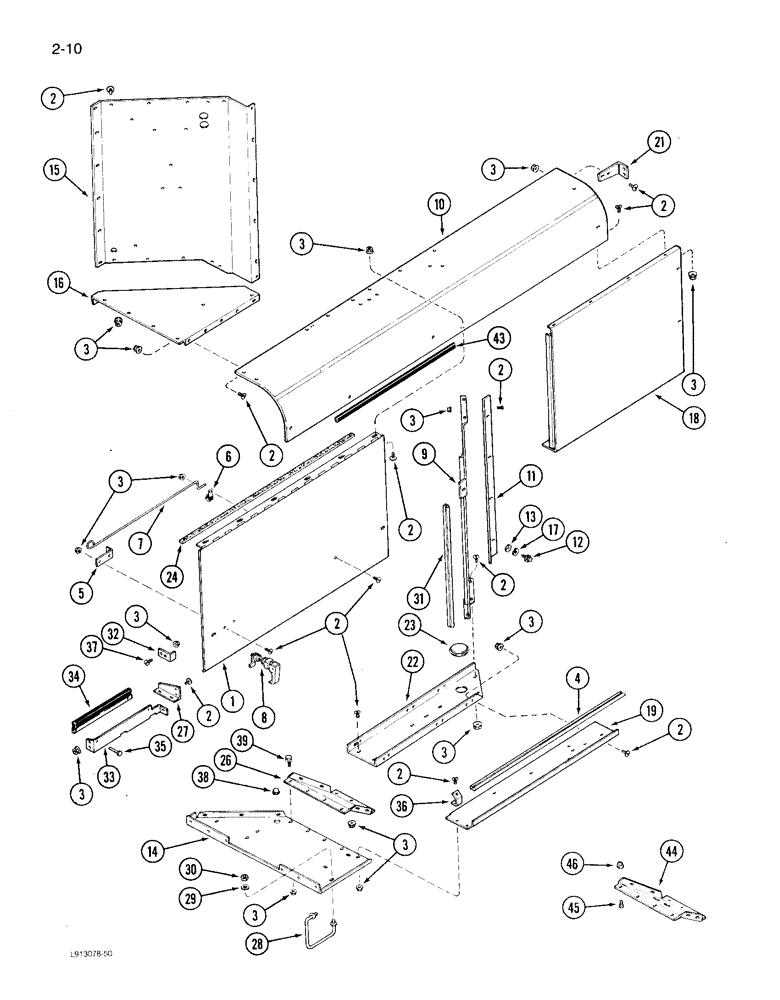 Схема запчастей Case IH 1640 - (2-10) - ROTARY AIR SCREEN CHUTE, PRIOR TO P.I.N. JJC0097001 (01) - ENGINE