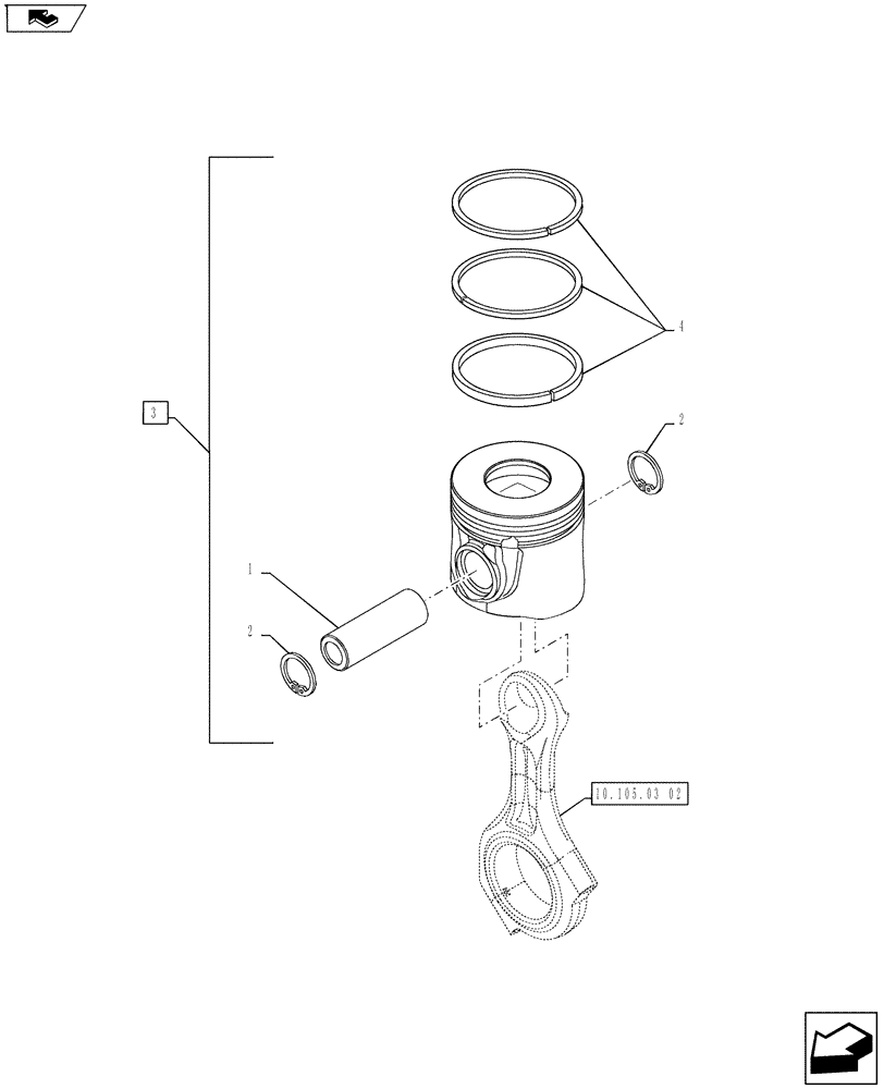 Схема запчастей Case IH FARMALL 75A - (10.105.02[02]) - PISTON (10) - ENGINE