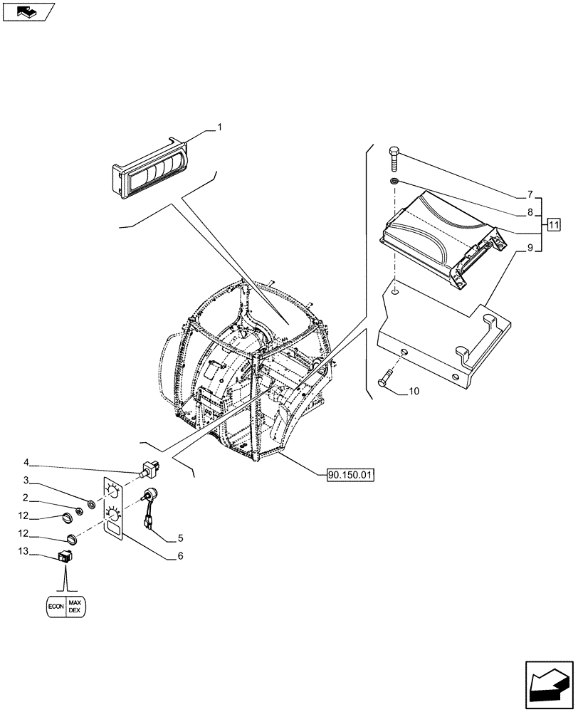 Схема запчастей Case IH PUMA 215 - (50.200.07) - AUTOMATIC CLIMATE CONTROL - AIR CONDITIONER AND RELATED PARTS (VAR.729098 - 744812) (50) - CAB CLIMATE CONTROL