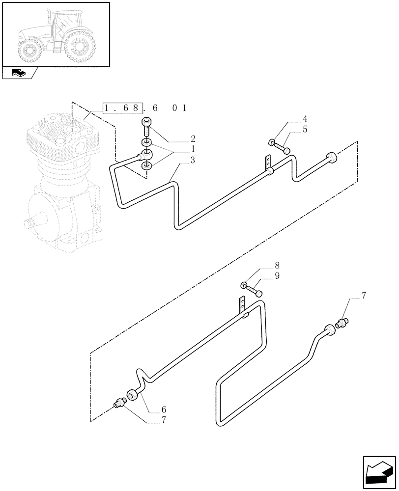 Схема запчастей Case IH PUMA 210 - (1.68.6[04]) - PNEUMATIC TRAILER BRAKE - PIPES (05) - REAR AXLE