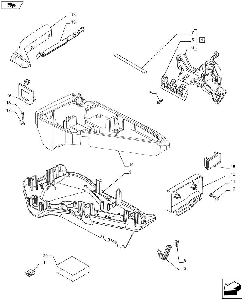 Схема запчастей Case IH PUMA 170 - (90.115.01[01]) - ARMREST CONTROL UNIT - COVERS (90) - PLATFORM, CAB, BODYWORK AND DECALS