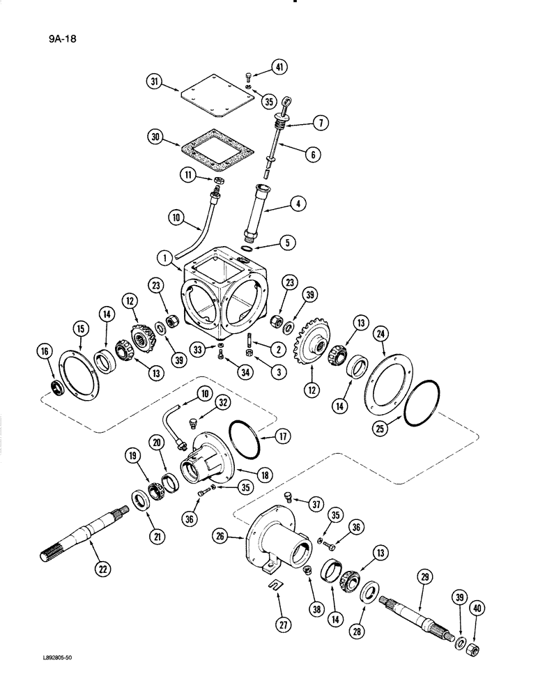 Схема запчастей Case IH 1670 - (9A-18) - FEEDER DRIVER FORWARD GEAR HOUSING (13) - FEEDER