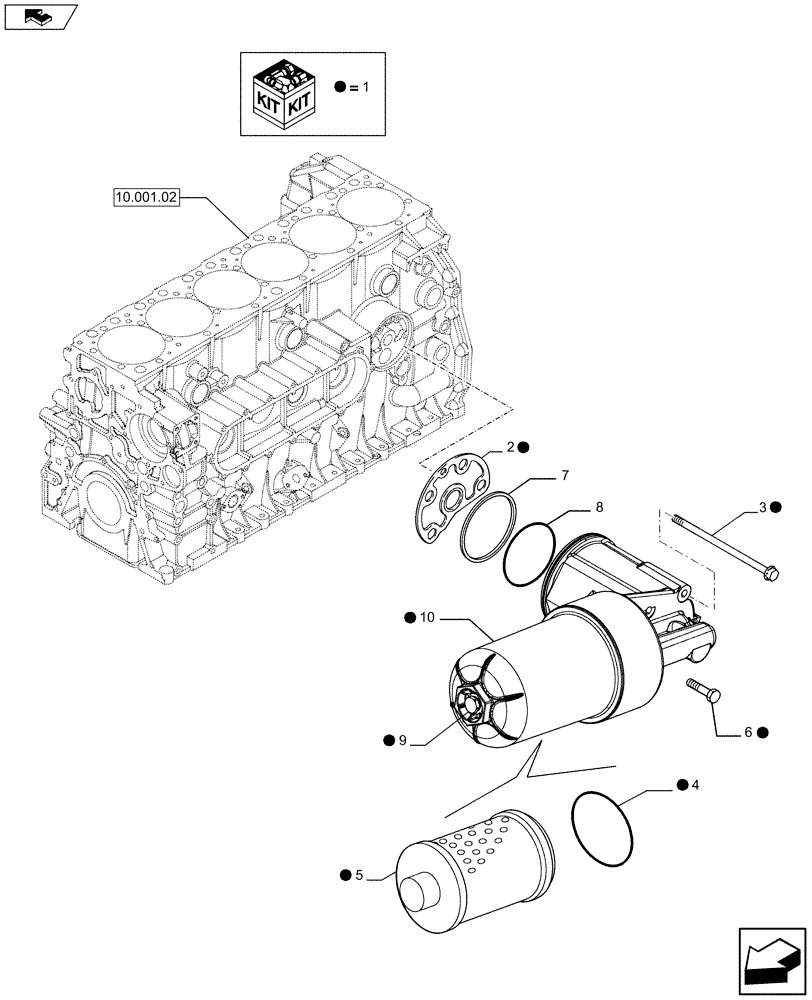 Схема запчастей Case IH F2CFE613J A010 - (10.206.02) - FILTER ENGINE OIL - SUPPORT (504339678) 