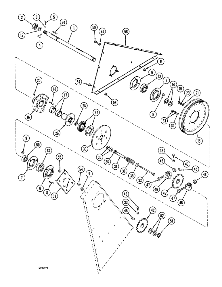 Схема запчастей Case IH 1644 - (9D-30) - ELEVATOR DRIVE JACKSHAFT (16) - GRAIN ELEVATORS & AUGERS