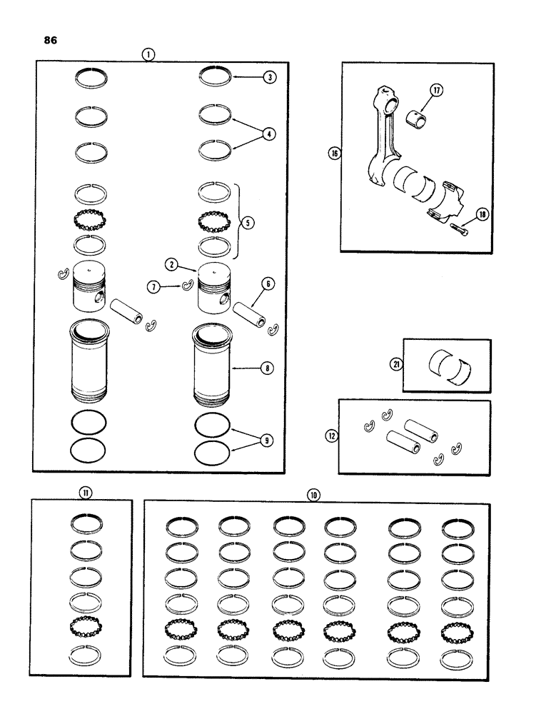 Схема запчастей Case IH 970 - (086) - PISTON ASSEMBLY, (377B) SPARK IGNITION ENGINE (02) - ENGINE