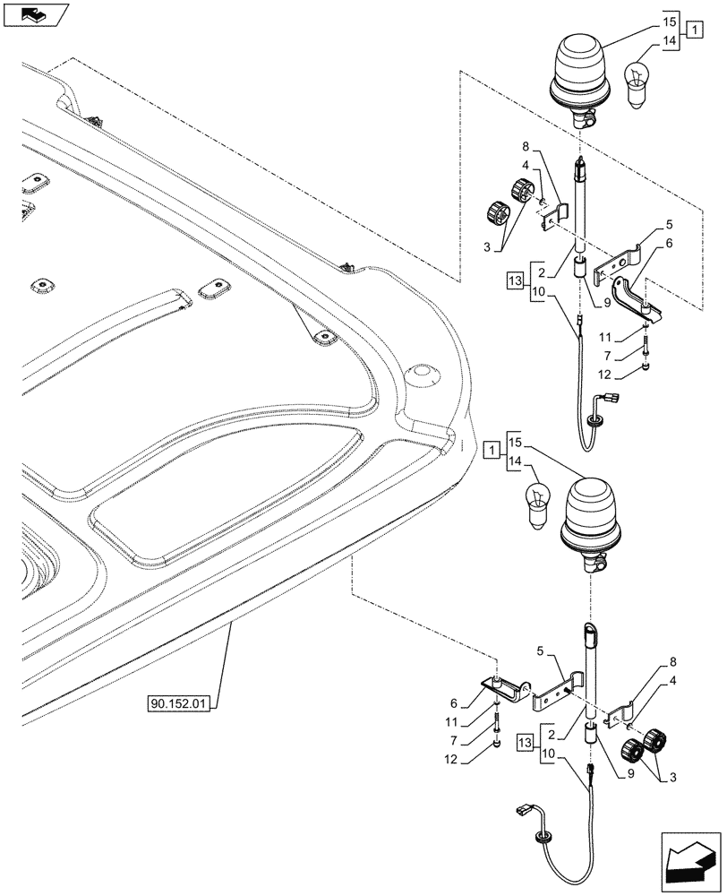 Схема запчастей Case IH FARMALL 65C - (55.514.0102[01]) - 2 ROTARY BEACON - ISO - W/ CAB (VAR.335916) - END YR 03-NOV-2015 (55) - ELECTRICAL SYSTEMS