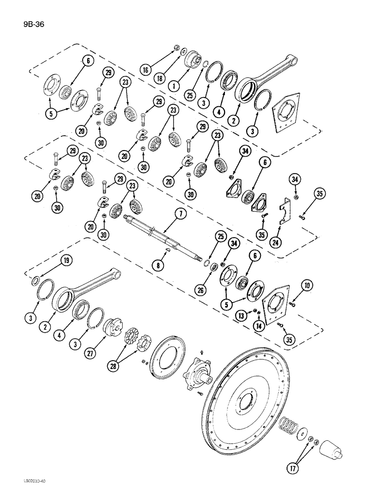 Схема запчастей Case IH 1680 - (9B-36) - SHAKER SHAFT AND AUGER DRIVE (14) - ROTOR, CONCANVES & SIEVE