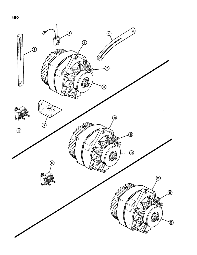 Схема запчастей Case IH 970 - (150) - ALTERNATOR CONVERSION KIT, TO CONVERT A 55 AMP PRESTOLITE ALTERNATOR TO A 72AMP DELCO ALTERNATOR (04) - ELECTRICAL SYSTEMS