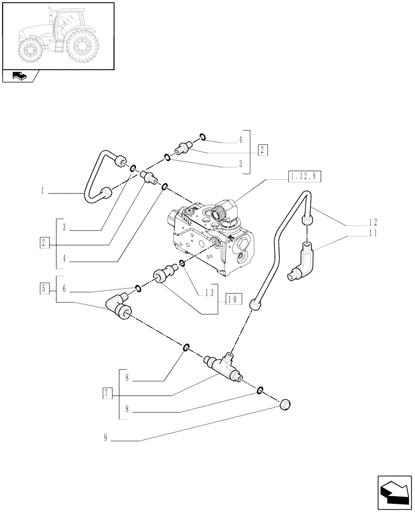 Схема запчастей Case IH PUMA 165 - (1.82.1[01]) - LIFTER LINES - PRIOIRITY VALVE DRAIN AND LOAD SENSE LINE (07) - HYDRAULIC SYSTEM