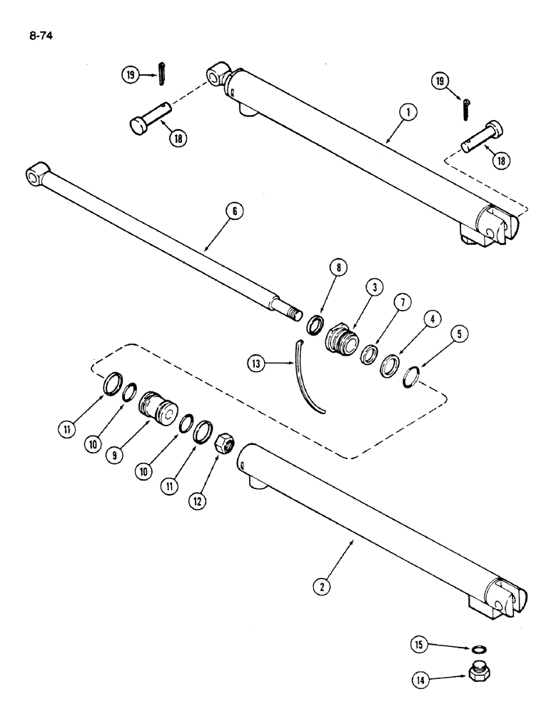 Схема запчастей Case IH 1620 - (8-074) - UNLOADER TUBE SWING CYLINDER (07) - HYDRAULICS