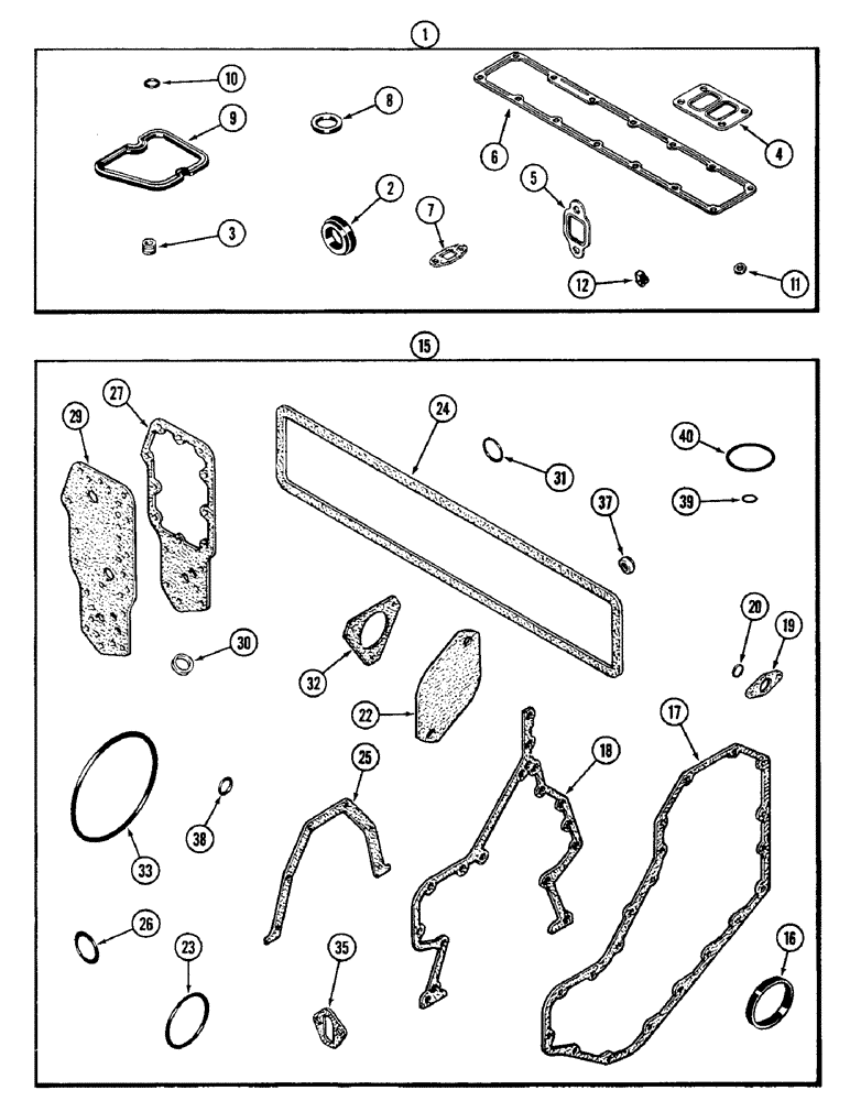 Схема запчастей Case IH 2096 - (2-038) - ENGINE GASKET KITS, 6TA-590 DIESEL ENGINE, VALVE GRIND (02) - ENGINE