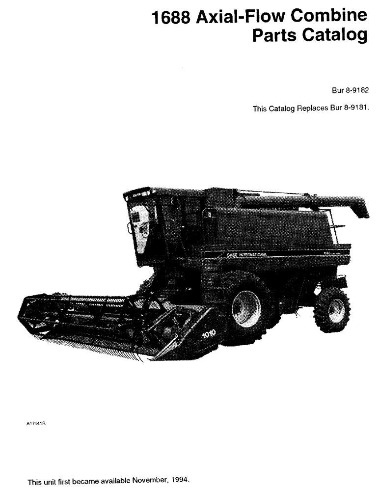 Схема запчастей Case IH 1688 - (1-01) - 1688 AXIAL-FLOW COMBINE PARTS CATALOG (00) - PICTORIAL INDEX