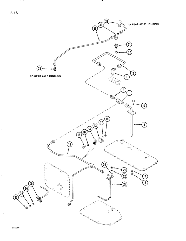 Схема запчастей Case IH 2096 - (8-016) - TRANSMISSION LUBRICATION (08) - HYDRAULICS