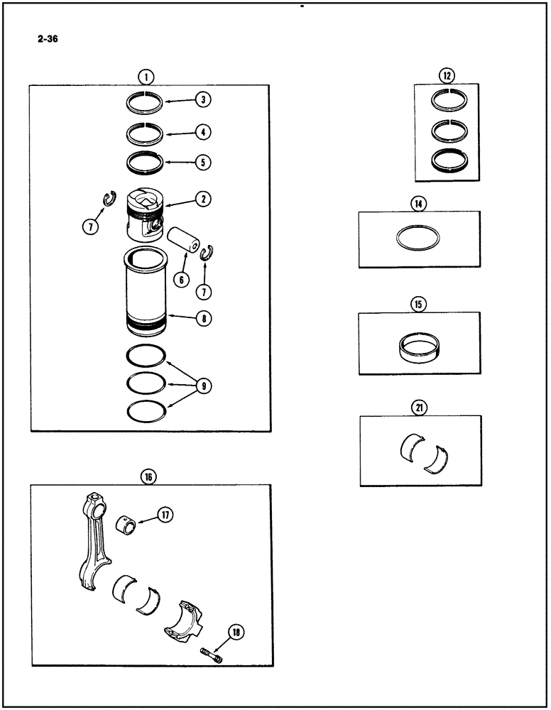 Схема запчастей Case IH 2294 - (2-036) - PISTON AND SLEEVE ASSEMBLY, 504BDT DIESEL ENGINE (02) - ENGINE