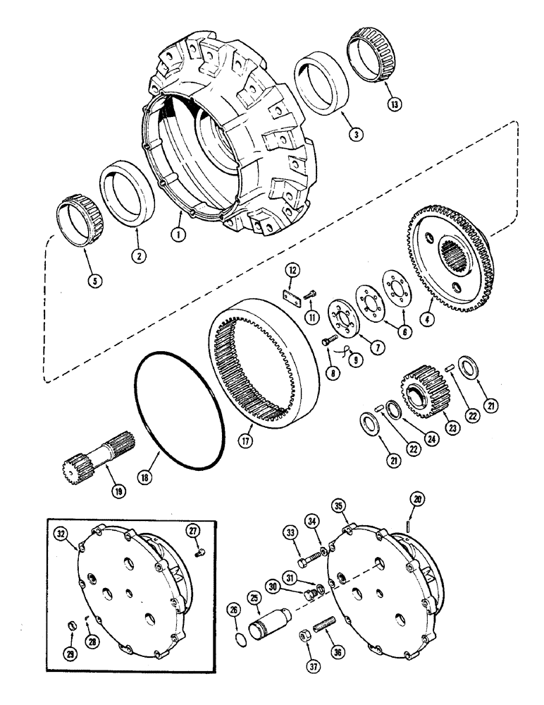 Схема запчастей Case IH 2470 - (184) - FRONT AXLE PLANETARY (05) - STEERING