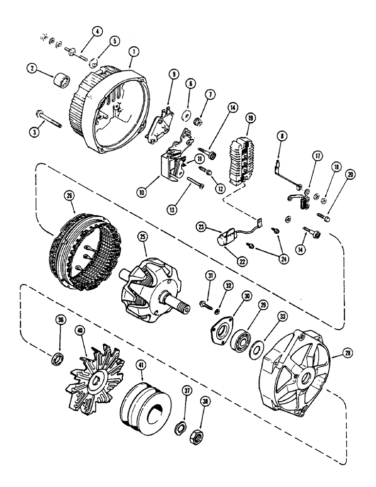 Схема запчастей Case IH 2390 - (4-132) - ALTERNATOR ASSEMBLY, 72 AMPERE, USES METRIC HARDWARE (04) - ELECTRICAL SYSTEMS