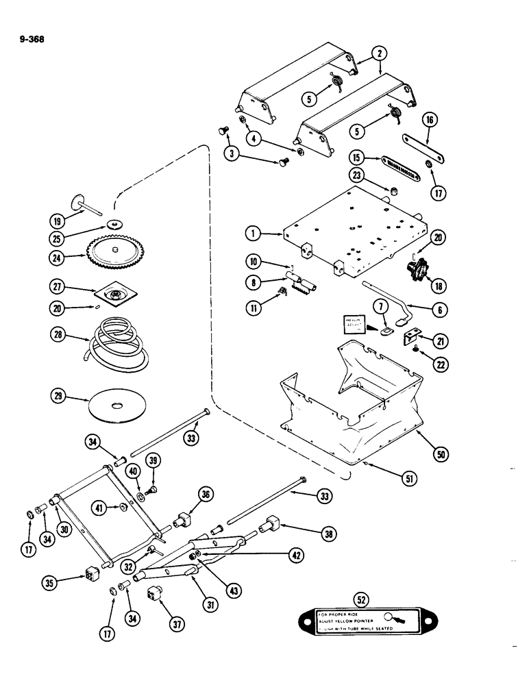 Схема запчастей Case IH 4490 - (9-368) - SWIVEL SEAT ASSEMBLY, SUSPENSION PARTS, EARLY PRODUCTION (09) - CHASSIS/ATTACHMENTS