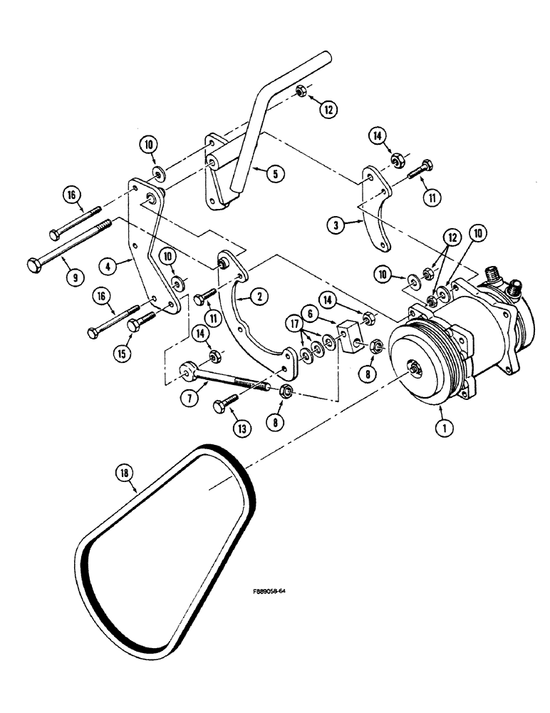 Схема запчастей Case IH 9150 - (9-104) - AIR CONDITIONING, COMPRESSOR MOUNTING AND DRIVE, L-10 ENGINE (09) - CHASSIS/ATTACHMENTS