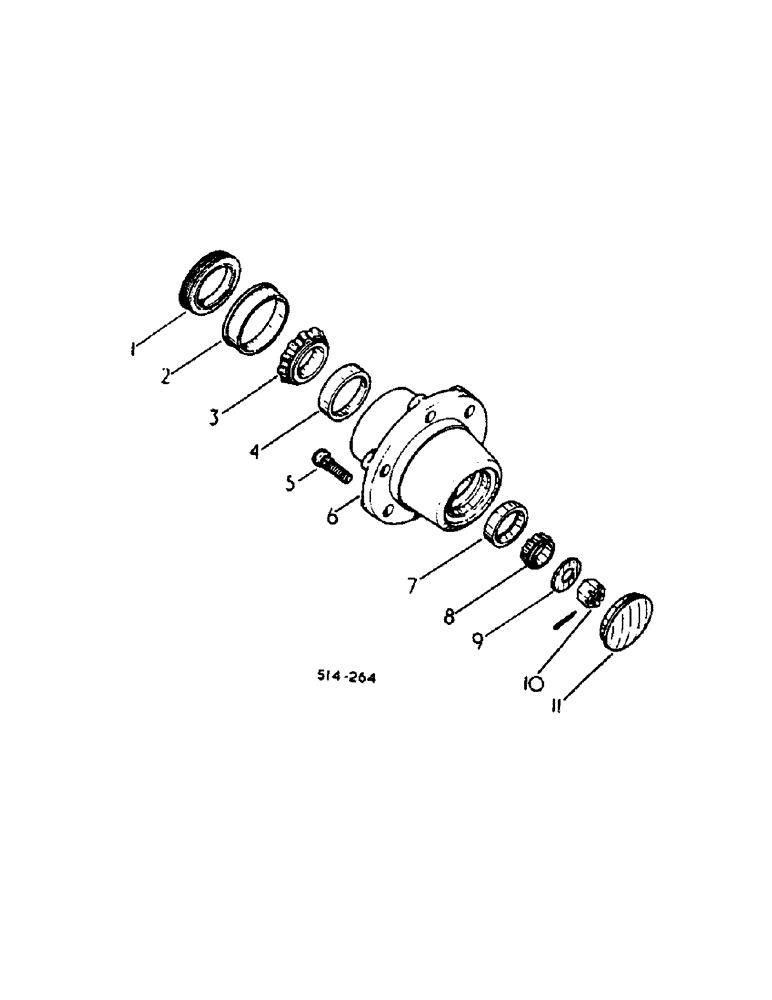 Схема запчастей Case IH 584 - (14-04[A]) - FRONT WHEEL HUB, BEARINGS AND CAP ADJUSTABLE FRONT AXLE, STRAIGHT HEAVY DUTY Suspension