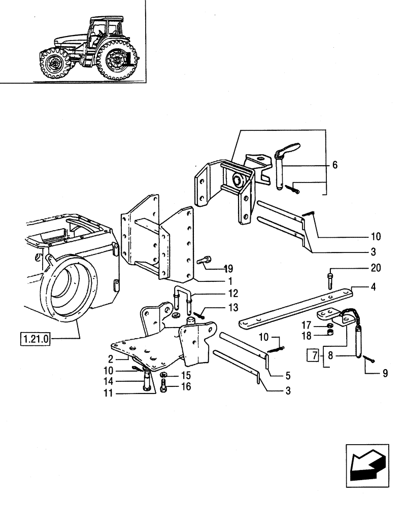 Схема запчастей Case IH JX55 - (1.89.0/01) - (VAR.893) DRAWBAR AND HITCH (09) - IMPLEMENT LIFT