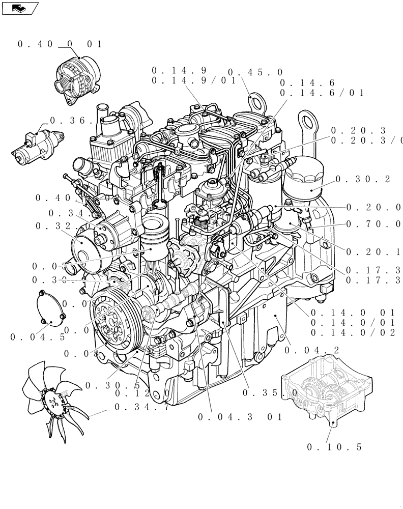 Схема запчастей Case IH FARMALL 75N - (SEC. 01[01]) - ENGINE (00) - GENERAL