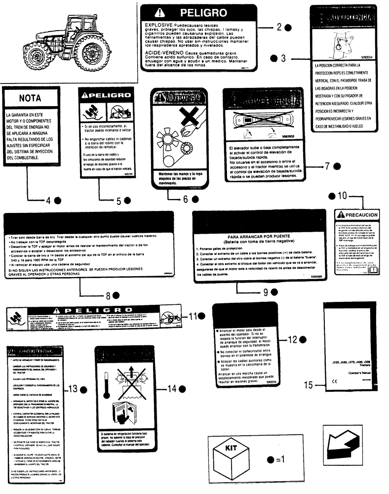 Схема запчастей Case IH JX55 - (1.98.0/03) - (VAR.473) NORTH AMERICA VERSION - DECALS SPANISH (13) - DECALS