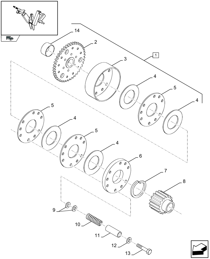 Схема запчастей Case IH LBX332S - (13.10[01]) - PACKER CLUTCH (13) - FEEDER