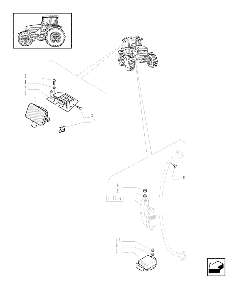 Схема запчастей Case IH MXU115 - (1.91.3[01]) - WORKLAMPS - D (10) - OPERATORS PLATFORM/CAB