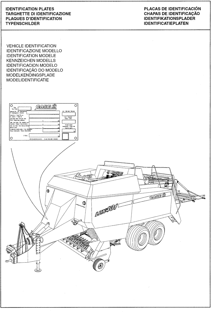 Схема запчастей Case IH LBX331P - (0.0038[01]) - IDENTIFICATION PLATE (00) - GENERAL