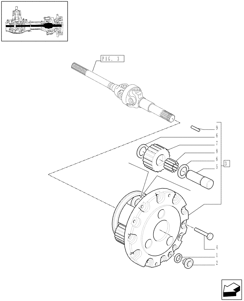 Схема запчастей Case IH JX1085C - (1.40.5/10[05]) - (VAR.326/1) STANDARD FRONT AXLE W/ ELECTROH. DIFF. LOCK, W/ BRAKES (30KM/H)-EPICYCLIC REDUCTION GEAR (04) - FRONT AXLE & STEERING