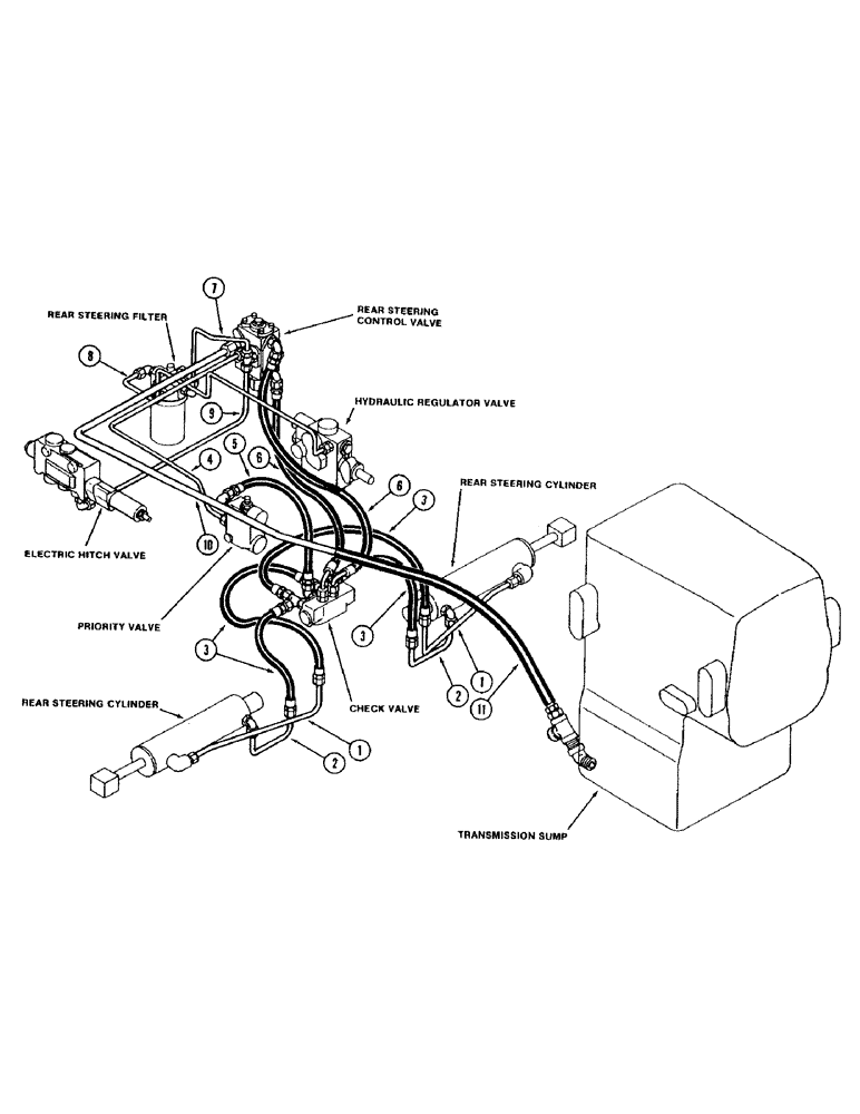 Схема запчастей Case IH 4694 - (1-012) - PICTORIAL INDEX, REAR STEERING HYDRAULICS (00) - PICTORIAL INDEX