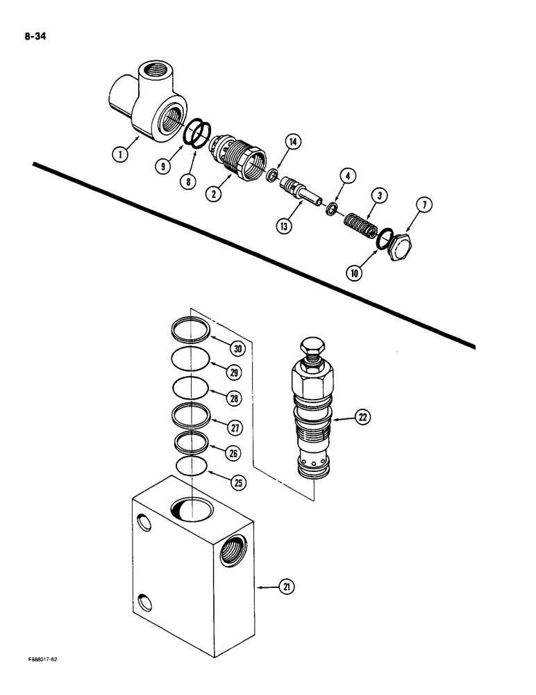 Схема запчастей Case IH STEIGER - (8-034) - HYDRAULIC RELIEF VALVE (08) - HYDRAULICS