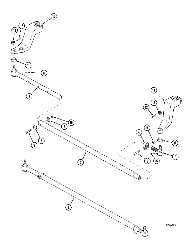 Схема запчастей Case IH 2144 - (5-16) - STEERING TIE ROD, ADJUSTABLE AXLE, WITHOUT POWER GUIDE AXLE (04) - STEERING