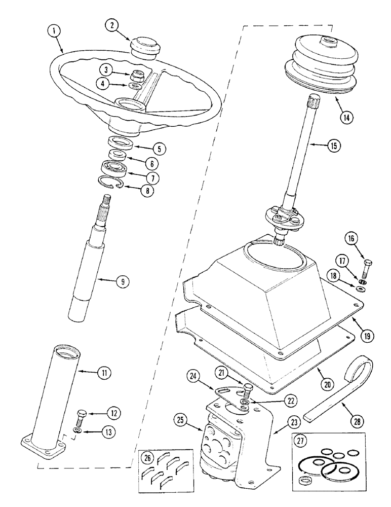 Схема запчастей Case IH 1294 - (5-094) - STEERING COLUMN AND VALVE, TRACTORS WITH CAB (05) - STEERING