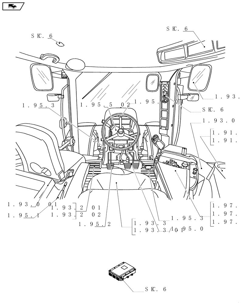 Схема запчастей Case IH PUMA 210 - (SEC. 10[01]) - OPERATORS PLATFORM / CAB (00) - GENERAL