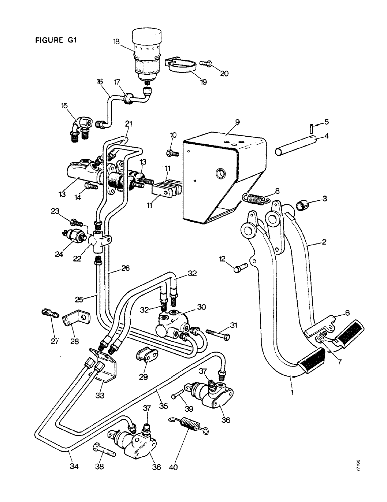 Схема запчастей Case IH 1412 - (G1-1) - BRAKES, HYDRAULIC BRAKING SYSTEM, [A] 1410Q, 1412Q, [B] 1410Q 4WD [C] 1410SK, 1412SK (5.1) - BRAKES