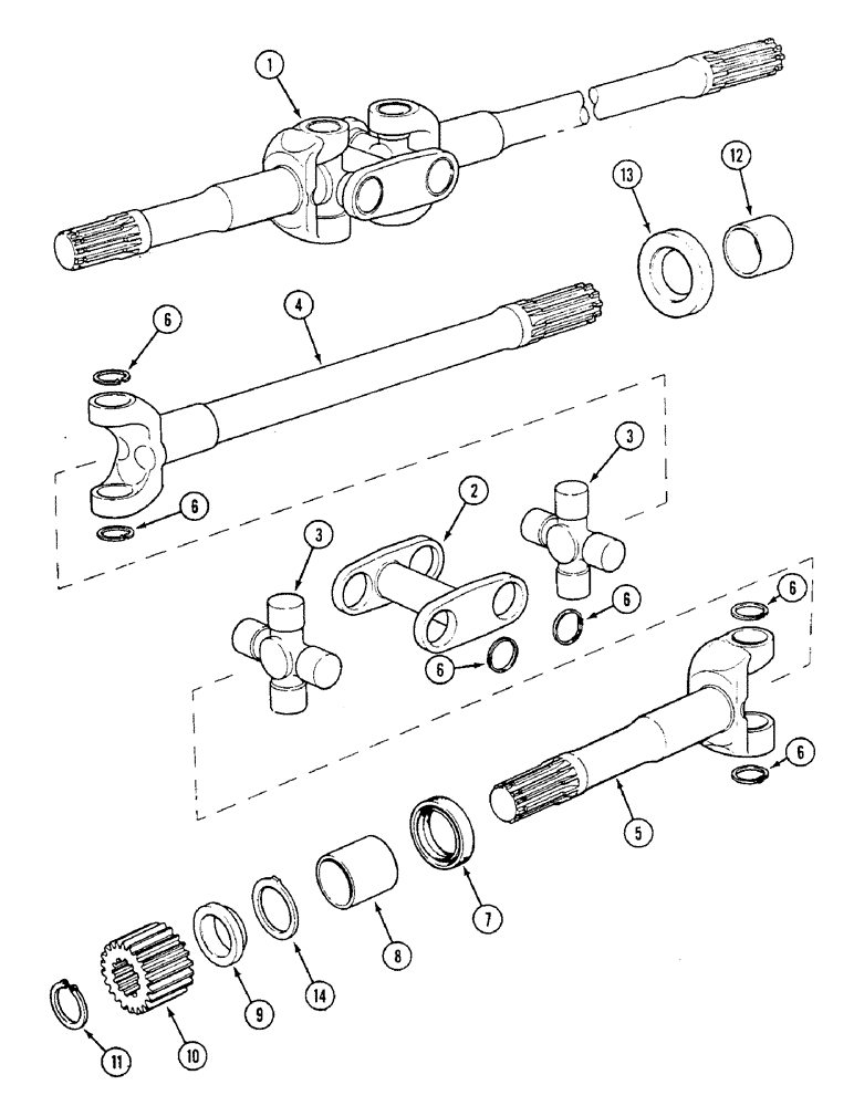 Схема запчастей Case IH 1494 - (5-158) - FRONT AXLE HALF-SHAFTS, MFD TRACTORS, P.I.N. 11518001 AND AFTER (05) - STEERING