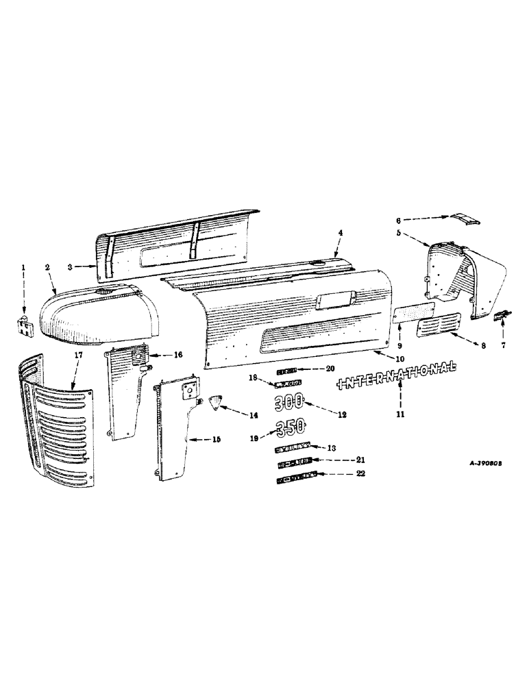 Схема запчастей Case IH 350 - (178) - CHASSIS, HOOD AND RADIATOR GRILLE (12) - CHASSIS