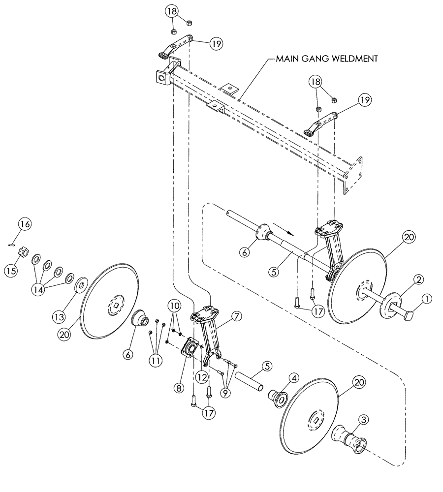 Схема запчастей Case IH RMX340 - (75.200.07) - 9 IN RIGID MAIN GANG PARTS (75) - SOIL PREPARATION