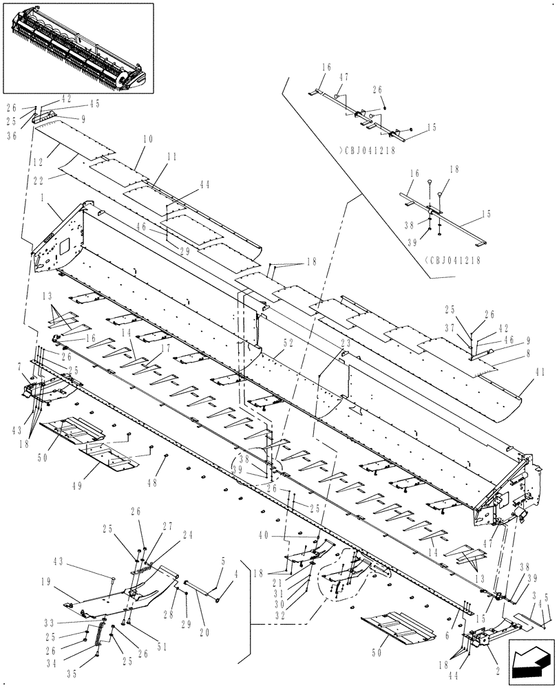 Схема запчастей Case IH 2020 - (20.12.02[3]) - MAIN FRAME & FLOORS, 2020, 30 FT, PIN CBJ021301 AND AFTER (58) - ATTACHMENTS/HEADERS