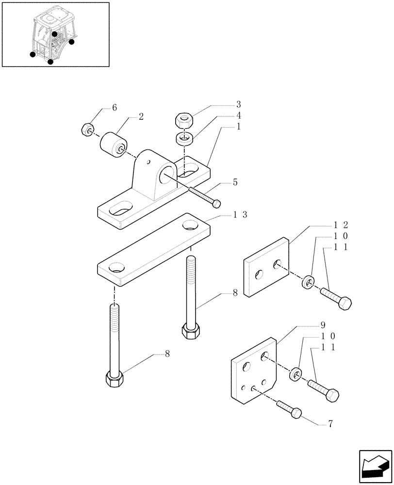 Схема запчастей Case IH JX1085C - (1.87.0[02A]) - CAB SUPPORTS - D5140 (08) - SHEET METAL