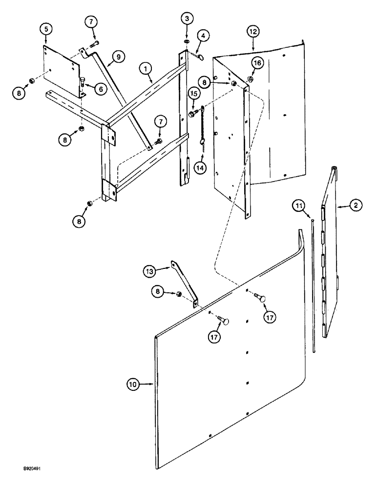 Схема запчастей Case IH 2022 - (9F-10) - RIGHT-HAND SIDE WHEEL SHIELDS, 2022 COTTON PICKER, USED WITH CHAIN PANEL LATCH (12) - CHASSIS