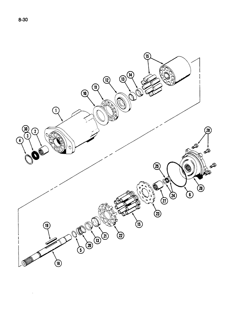 Схема запчастей Case IH 1590 - (8-30) - HYDRAULIC MOTOR, 1490 AND 1590 MOWER CONDITIONER (07) - HYDRAULICS