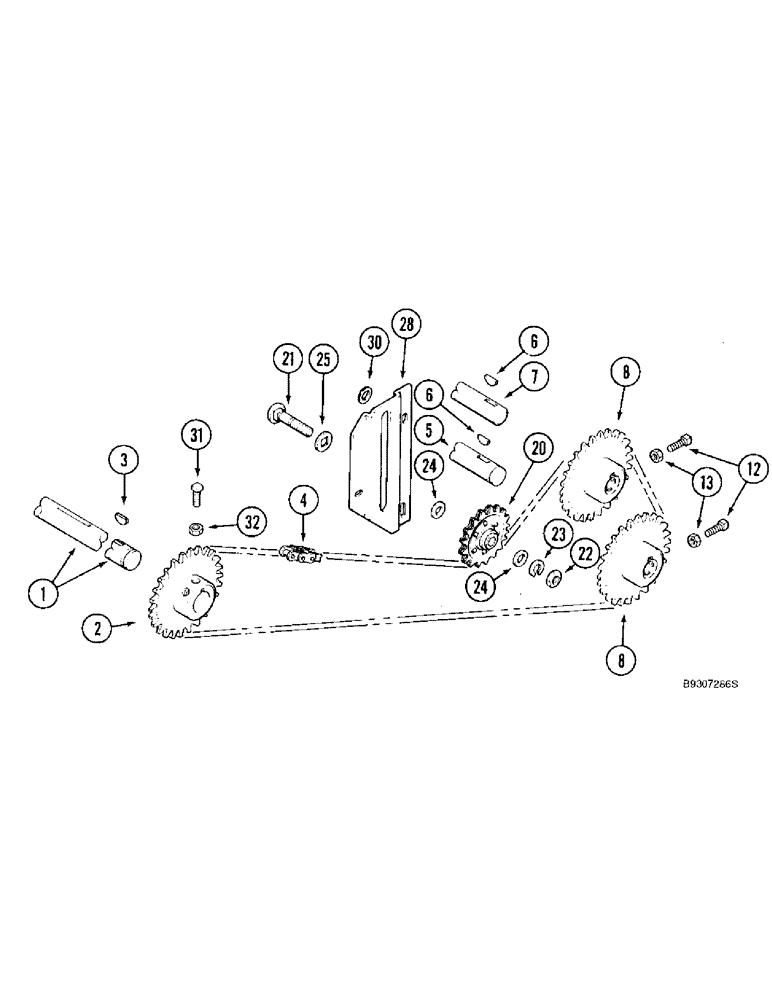 Схема запчастей Case IH 2188 - (9D-26) - TAILINGS ELEVATOR, DRIVE (16) - GRAIN ELEVATORS & AUGERS