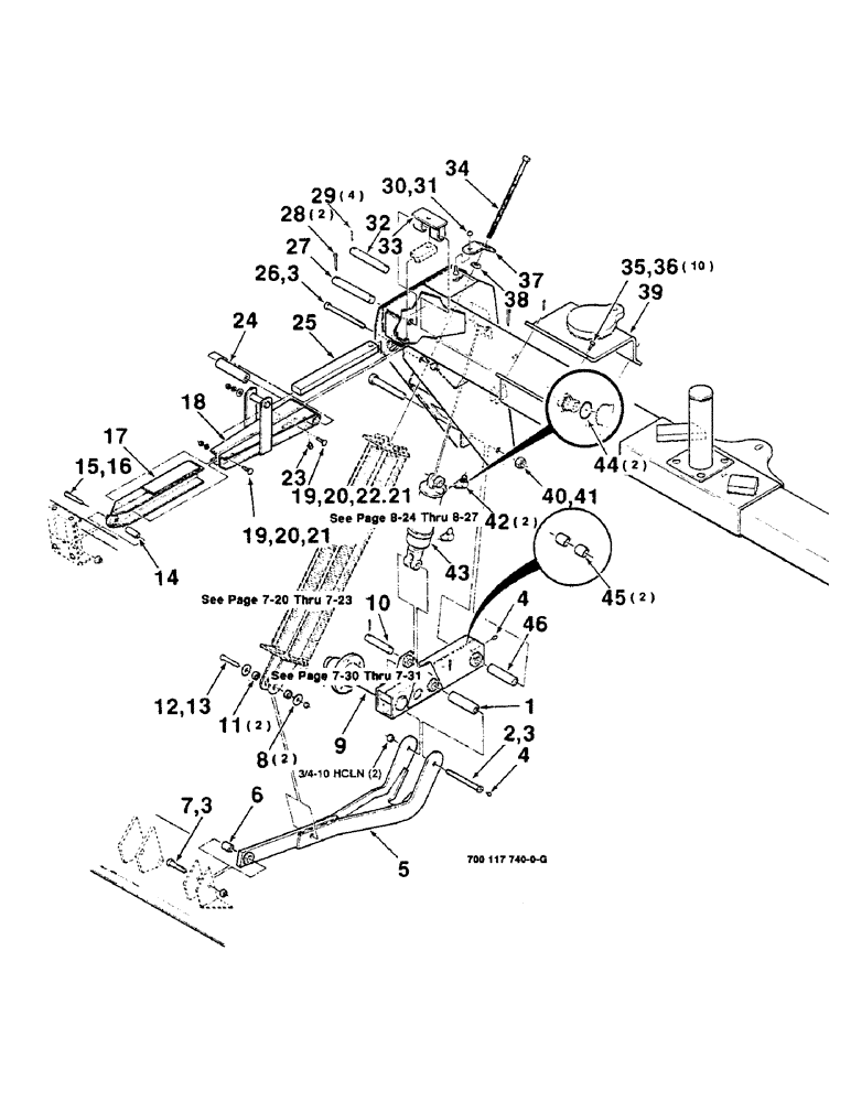 Схема запчастей Case IH 8370 - (7-16) - HEADER FRAME AND FLOTATION ASSEMBLY, RIGHT, 14 FOOT (09) - CHASSIS